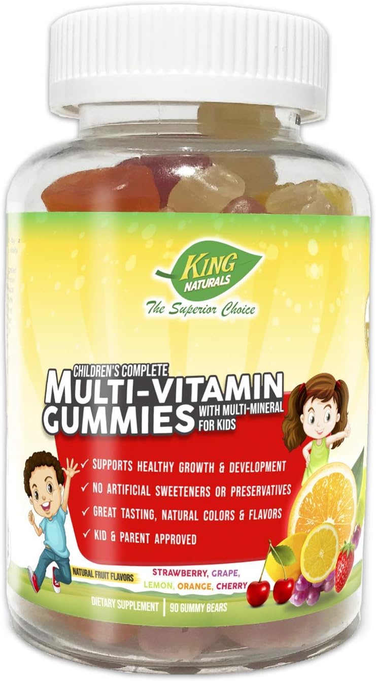 Multivitamin Gummies for Kids by King Naturals I Complete Multi-Vitamin with Multi-Mineral I Gluten-Free, Great Taste, Natural Colors & Natural Flavors