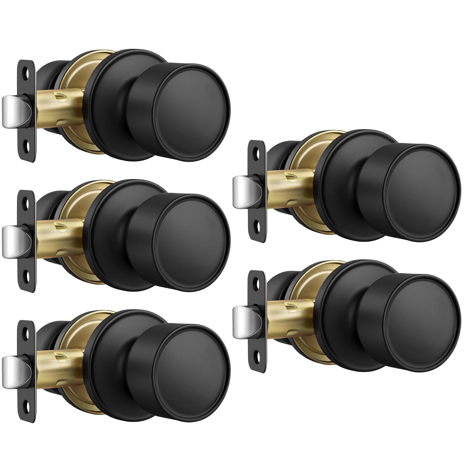 Goldenwarm Matte Black Privacy Door Knobs (10 Pack) -24
