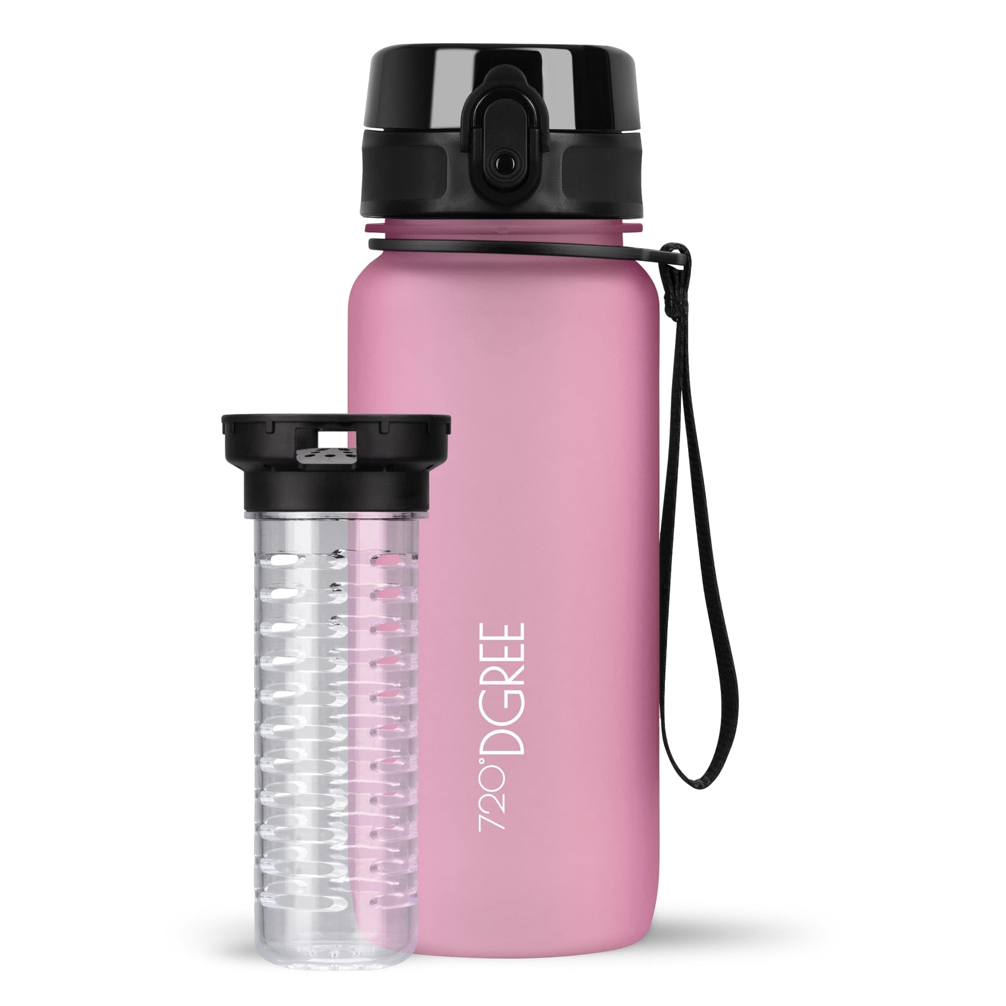 720°Dgree Rose | Softtouch Water Bottle “Uberbottle“ - 650 Ml Softtouch +Fruit-Infuser, Bpa-Free Tritan, Leakproof, Reusable Drinking Bottle - Sports Bottle For Gym, Kids, School, Fitness, Running, Travel, Office