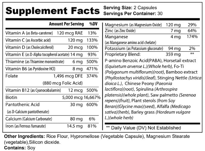 nutradash Folicrex - Folicrex Capsules - Folicrex Hair Growth (60 Capsules - 1 Month Supply)
