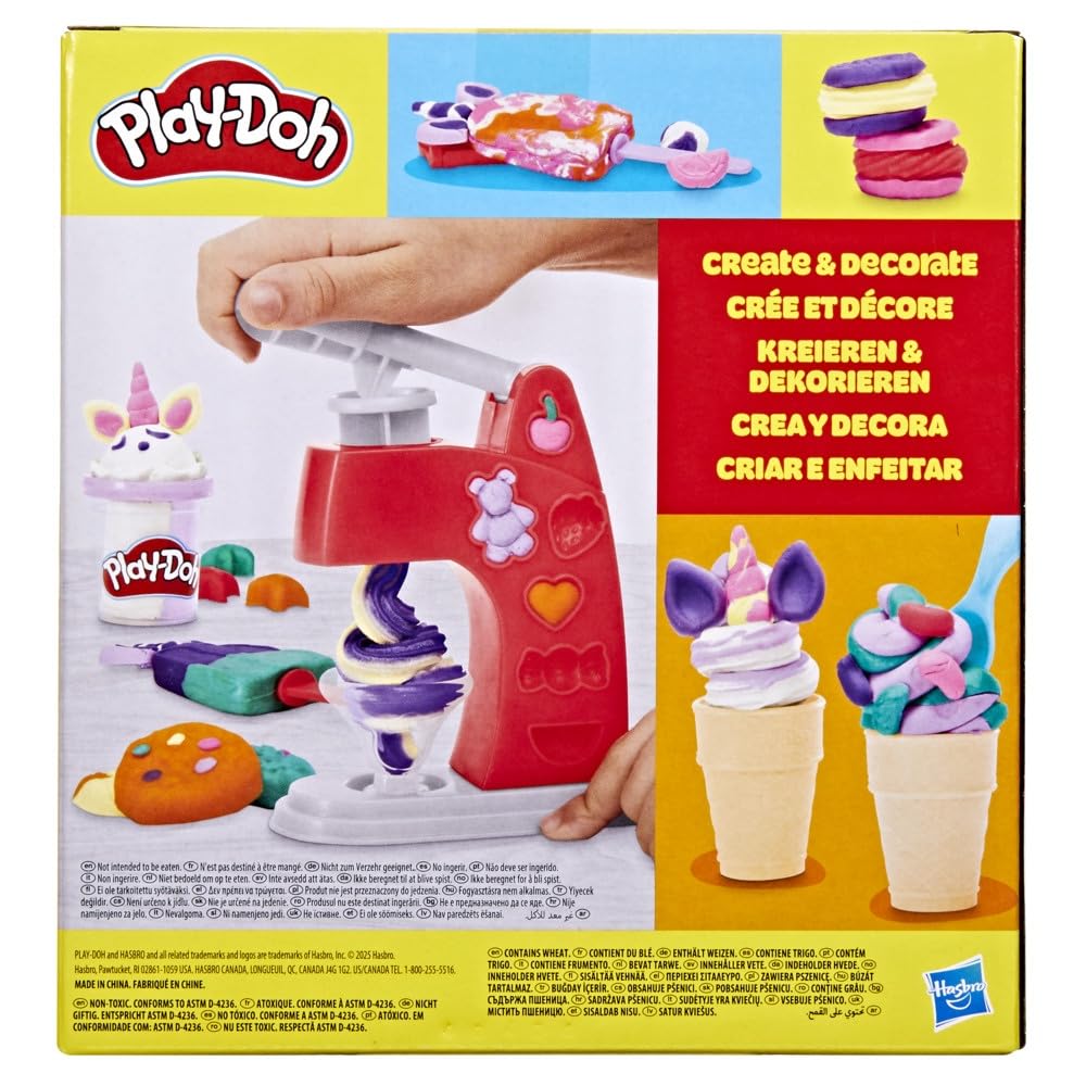 Play-Doh Glaces Fantastiques - Magical Frozen Treats Playset - 4 Pots de Couleurs Doubles