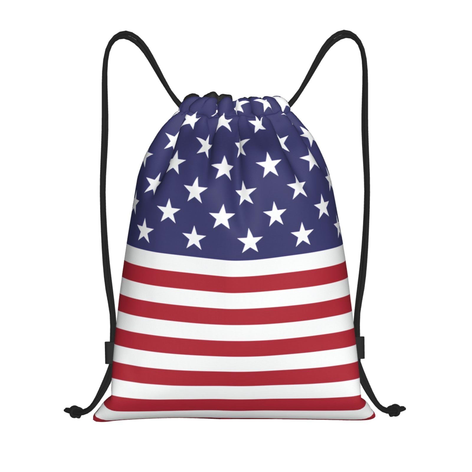 ASYG Cute USA Flag Drawstring Backpack Sports Gym Bags Yoga Travel American Bag For Men Women