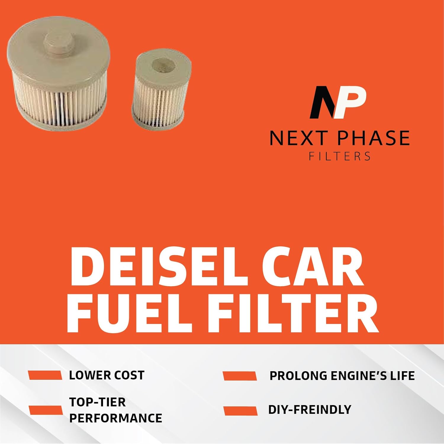 Diesel Fuel Filters Kit NP66300 - Replaces O.E. 4C2Z9N184BA, FD4606; Donaldson F66300; Fram CS9864; Luberfiner L4606; Wix 33600 - Fuel Filters Replacement - 1 Set