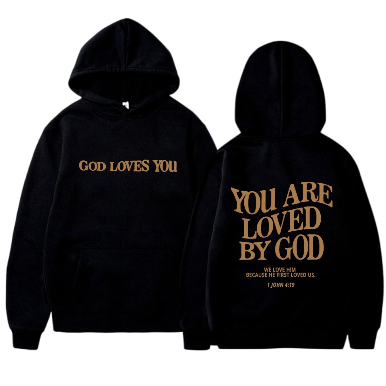 GenericWomen Hoodies Oversized Trendy Pullover Double-Sided GOD LOVES YOU Letter Print Fashion Loose Jumpers Tops Long Sleeve Hoodie With Pocket