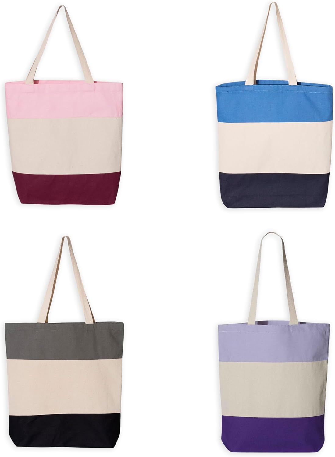 Blue Tri-Color Canvas Tote Bag, Sturdy 15x15" Cotton Tote for Shopping, DIY Projects, Work Events, and Everyday Essentials with Durable Handles - Image 4