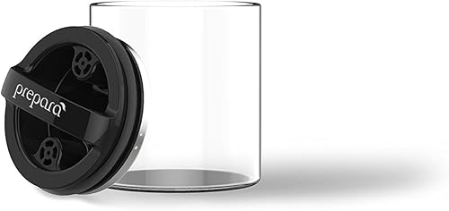 Vista 6 de Prepara evak vidrio contenedor de almacenamiento de alimentos con mango de tacto suave, color negro, tamaño grande, Negro Gloss Hyle