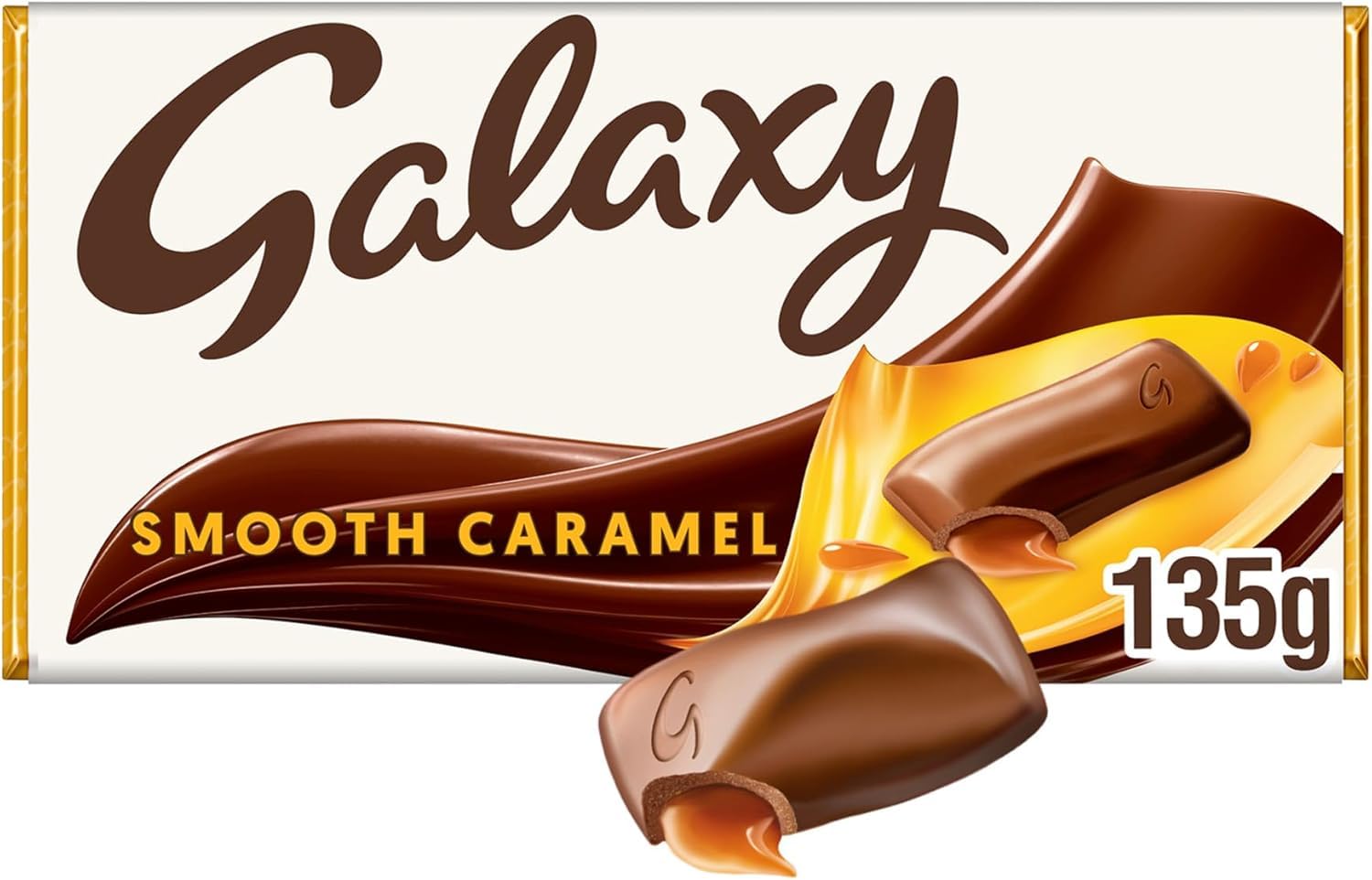 Galaxy Chocolate Bar, Smooth Caramel & Milk Chocolate, 135g, Ideal Christmas Chocolate Gifts, Snacks or Hamper