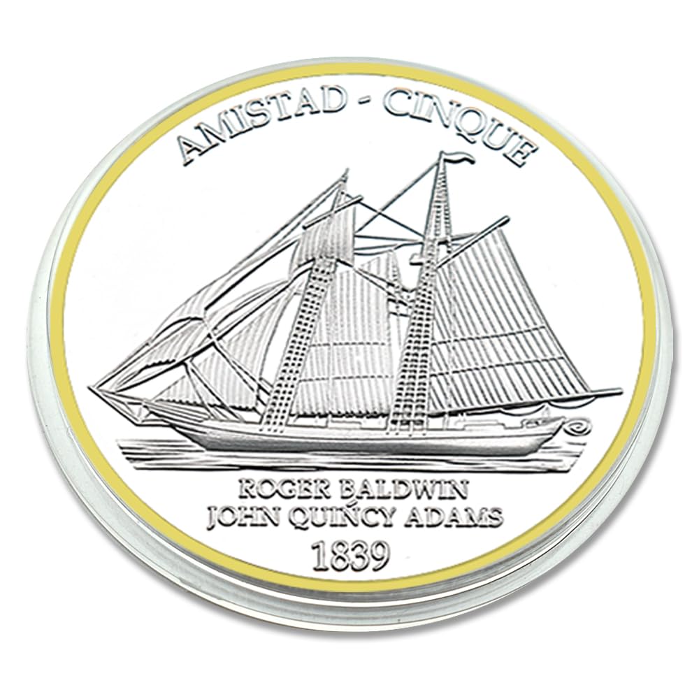 1839 AMISTAD Cinque Sailing Challenge Coin Roger Baldwin Metalowy pamiątkowy medal kolekcja