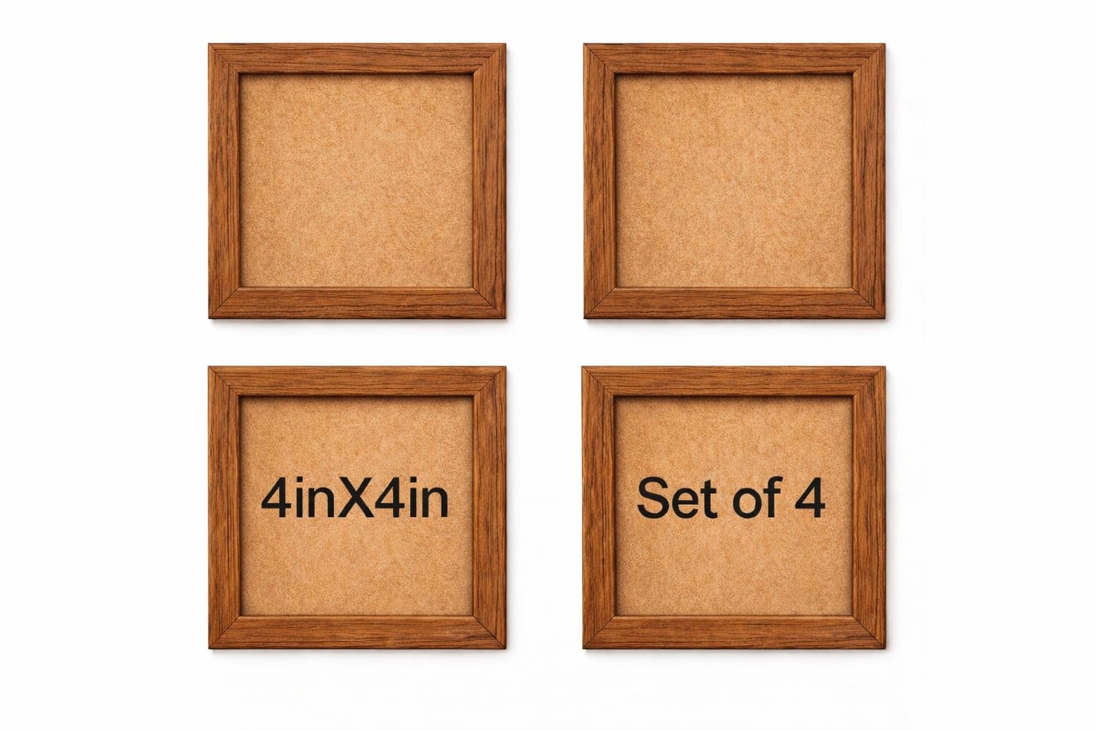 Wooden texture 4x4 Inch Wall Photo Frames – Set of 4 | Wall Mount Display | Natural Wood Finish-image-18