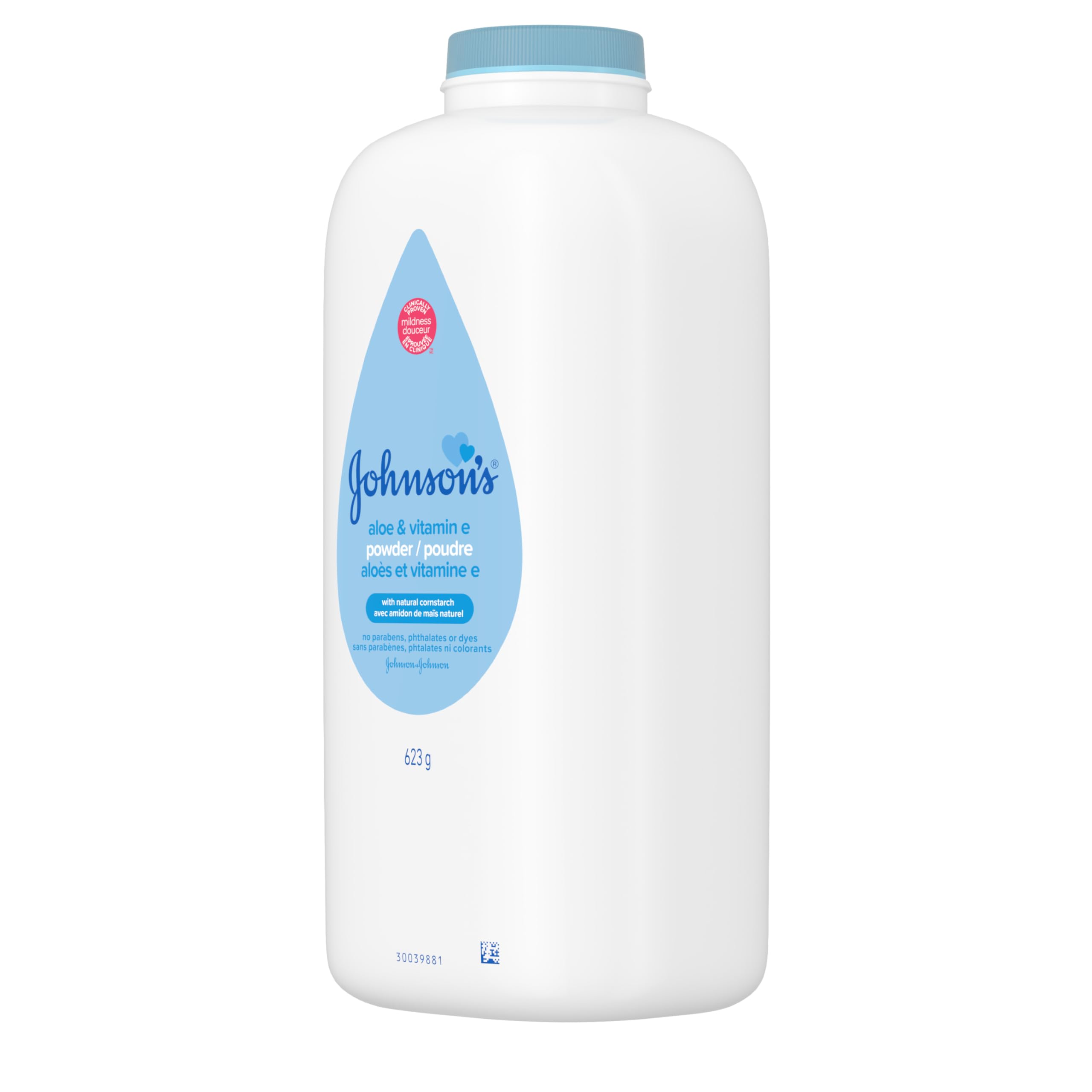 Johnson's Baby Powder, Naturally Derived Cornstarch with Aloe & Vitamin E for Delicate Skin, Hypoallergenic and Free of Parabens, Phthalates, and Dyes for Gentle Baby Skin Care 623g - 4
