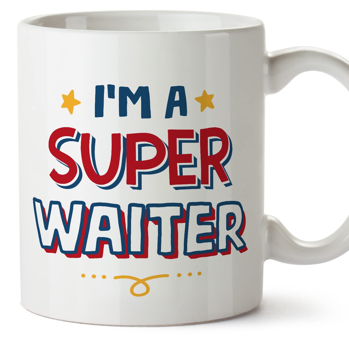 MUGFFINS Waiter Man Mug - in English - I'm Super - Funny Gift for Colleagues - Ceramic 11oz Mug