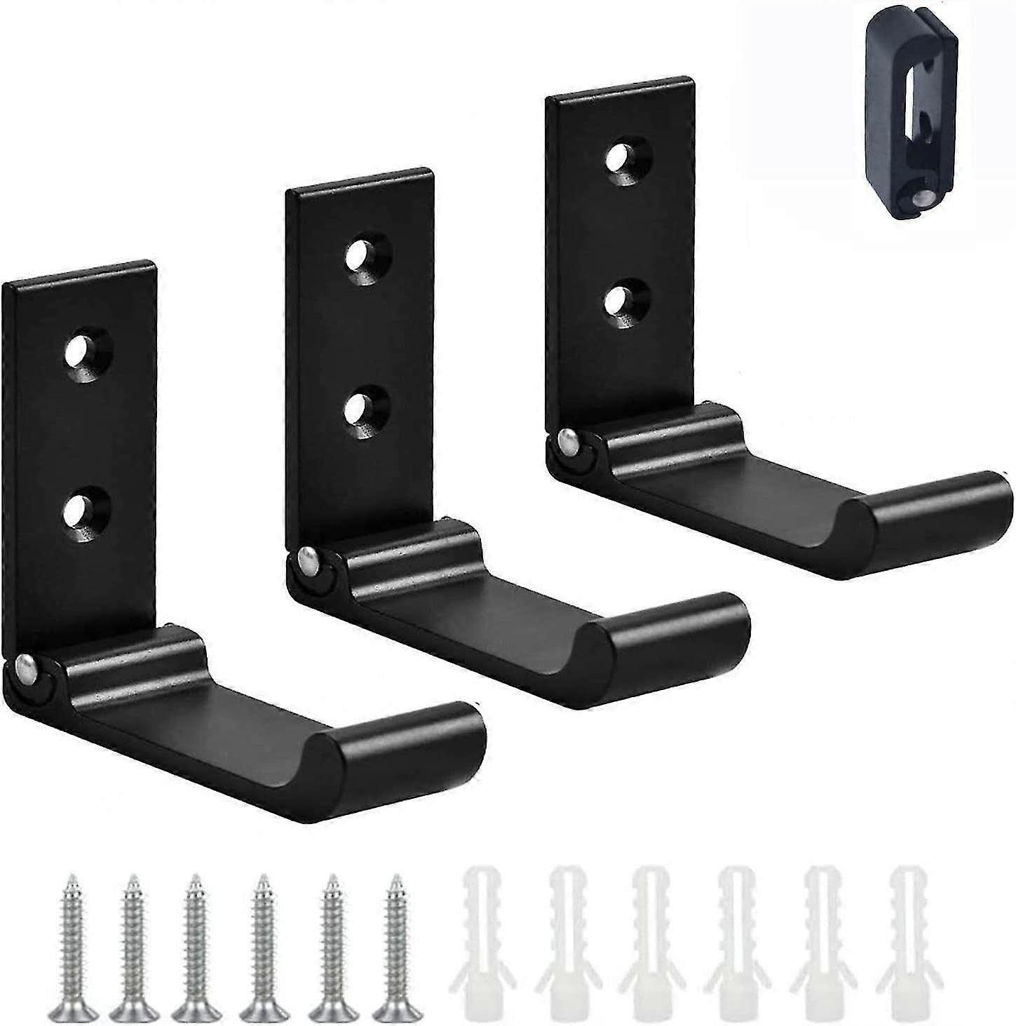 JOYHAPPST 3pcs Aluminum Alloy Wall Hanging Hook 90 Folding Coat Hooks, Folding Hook Foldable Coat Rack Hook Screws(Black)