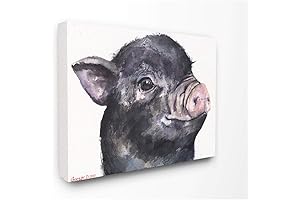 Stupell Industries Cute Pig Baby Animal Watercolor Painting Canvas Wall Art