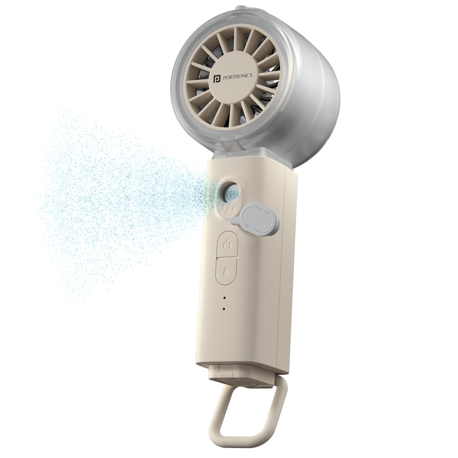 Portronics Toofan X Mist Portable Personal Mini Handheld Ultra-Fine Mist, 30ml Water Tank, 5 Speed Modes, 10800 RPM BLDC Motor, Upto 7 Hours Playtime, Type-C Charging, Best for Travel, Office(Beige)-image-5