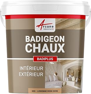 ARCANE INDUSTRIES Badigeon à la Chaux, décoration intérieure, extérieur, Maison : Badiplus - 5 kg (jusqu'à 25 m²) Lisbonne - Rose Ocre