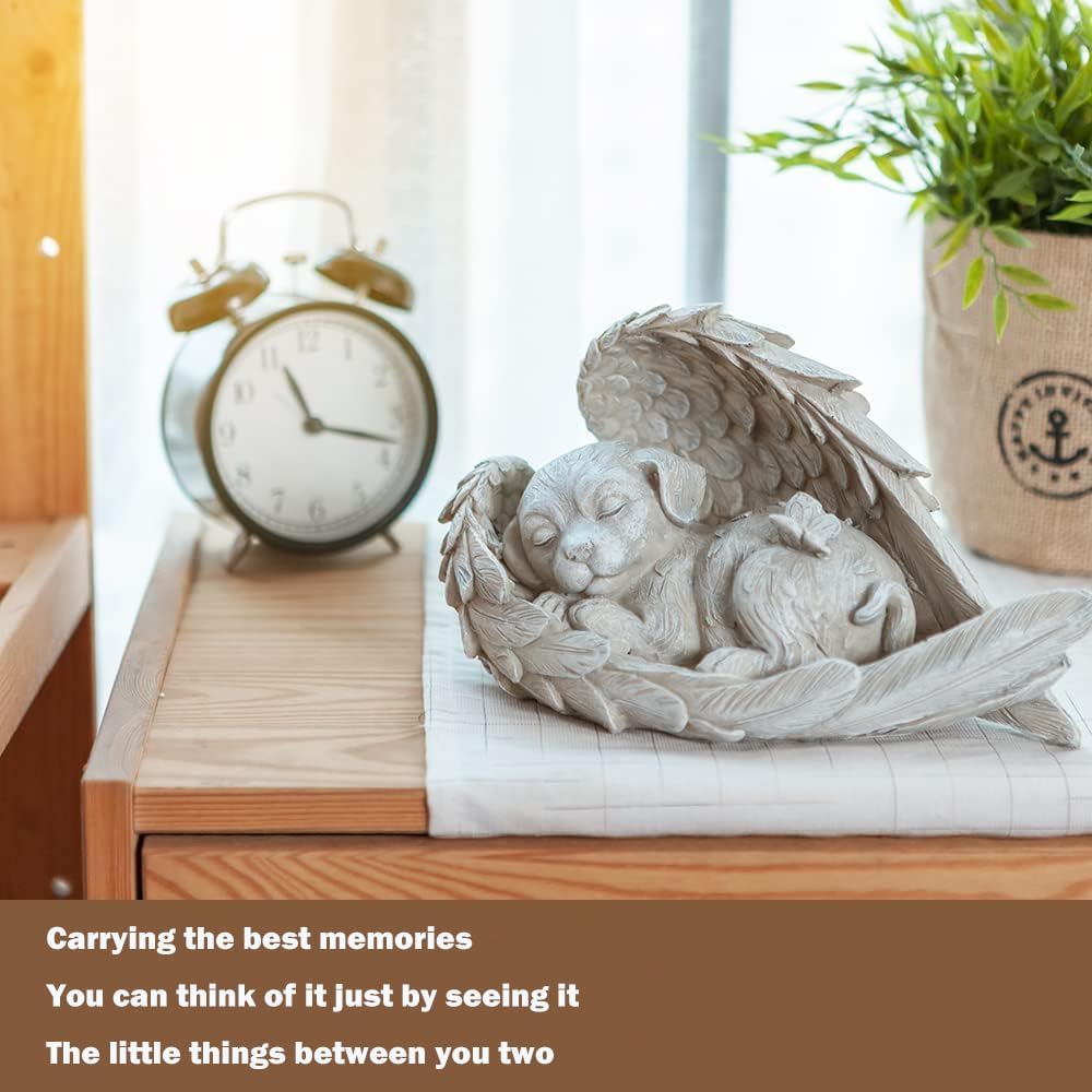Statuetka dla psa, dekoracja pamiątkowa dla zwierząt domowych, kamień grave stone 11 x 4 x 7,5 cm, pies, anioł, zwierzę, pomnik, marker do ogrodu, nagrobków lub dekoracji trawnika (A)