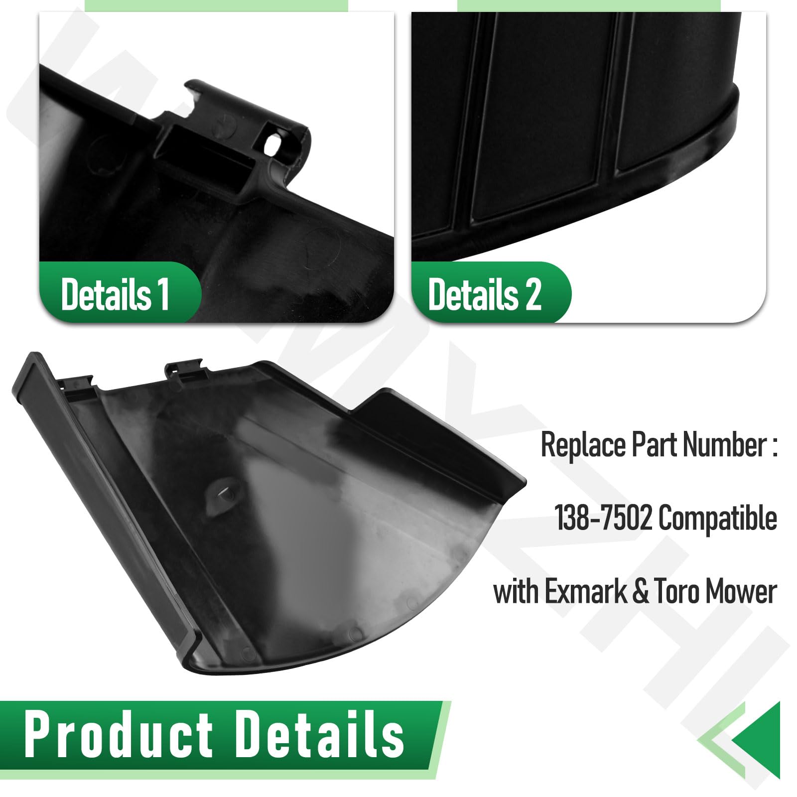 Protector deflector 138-7502 compatible con cortacésped Exmark Quest E S Series y Toro 74690 74691 74694 74695 75743, compatible con los modelos QZE725GKC42200 QZE725GKC50200 QZS735GGGKC50200