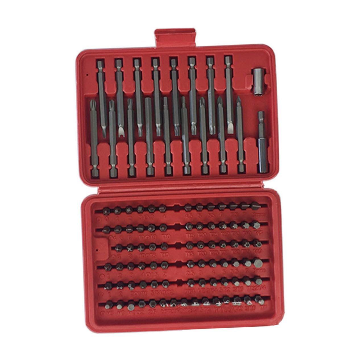 Homoyoyo Ensemble D'embouts de Tournevis en Métal Rouge Manche et Tige de Connexion 98pcs Boîte Moulée Haute Dureté pour Réparation Facile à Domicile