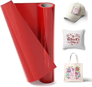 Amavinyl Red HTV Heat Transfer Vinyl 12" x 10Ft, Red Iron on Vinyl for T-shirt, Compatible with Cricut Cutter Machine, Red...