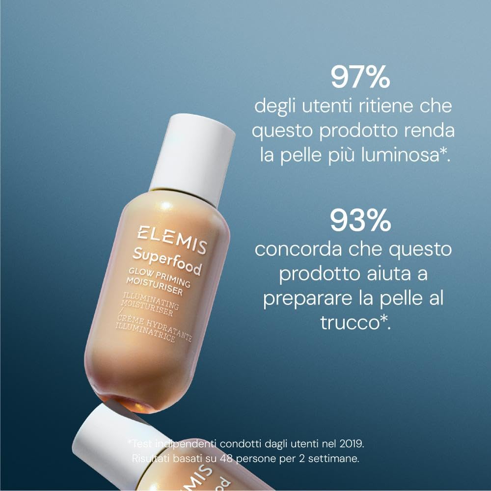 ELEMIS Superfood Glow Priming, Crema Viso Colorata Illuminante 60ml | Crema idratante colorata clinicamente testata con kombucha e microminerali che leviga e illumina l’incarnato