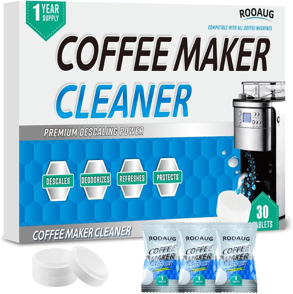 30 Tabs Coffee Machine Cleaner Tablets,Espresso Machine Cleaning Ta.blets,Coffee Maker Cleaning Ta.blets,Coffee Maker Descaler Compatible for all Models[Amazon-developed Certification] Compact by Design