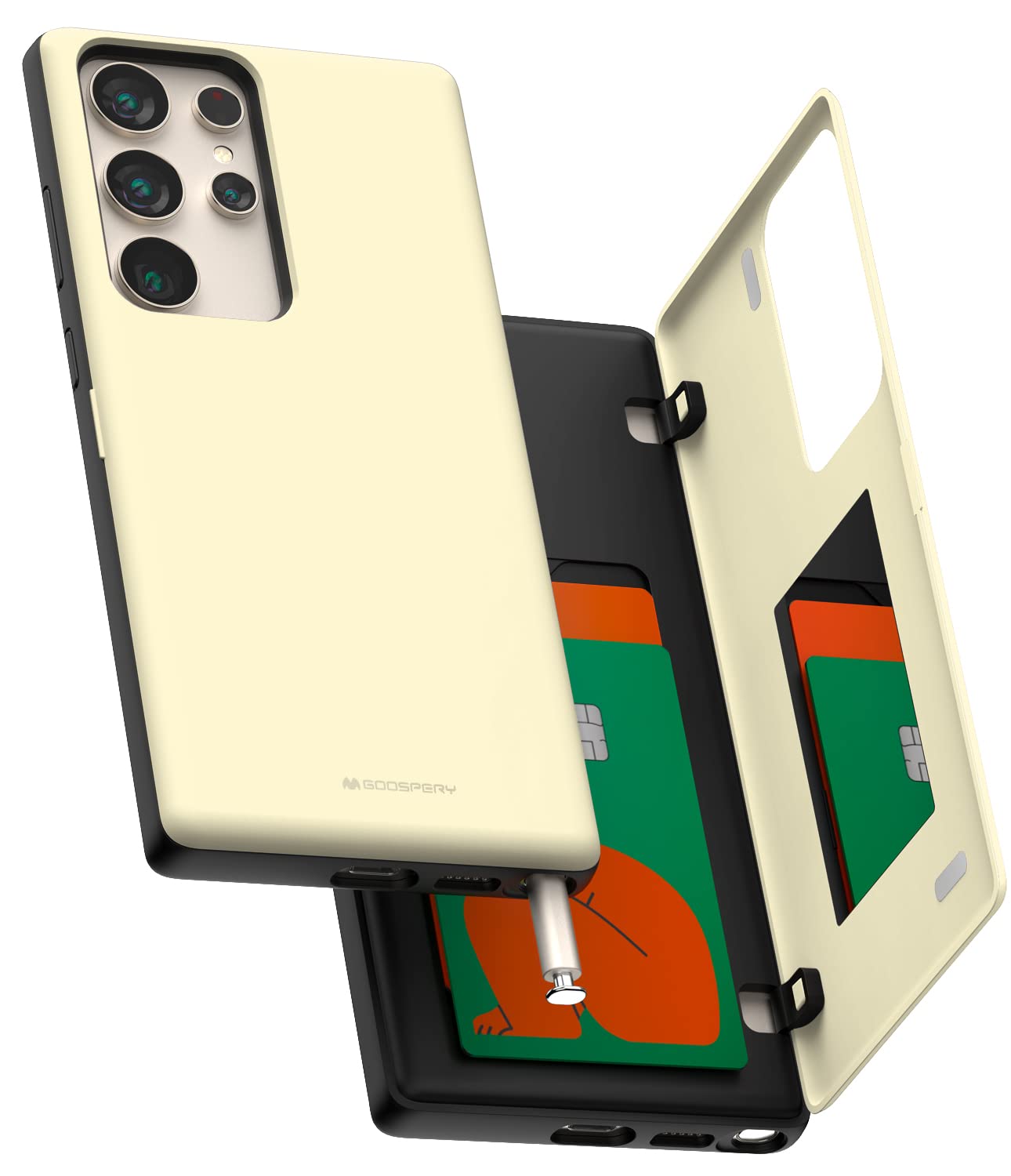 GOOSPERY Magnetic Door Bumper Compatible with Galaxy S23 Ultra Case, Card Holder Wallet Easy Magnet Auto Closing Protective Dual Layer Sturdy Phone