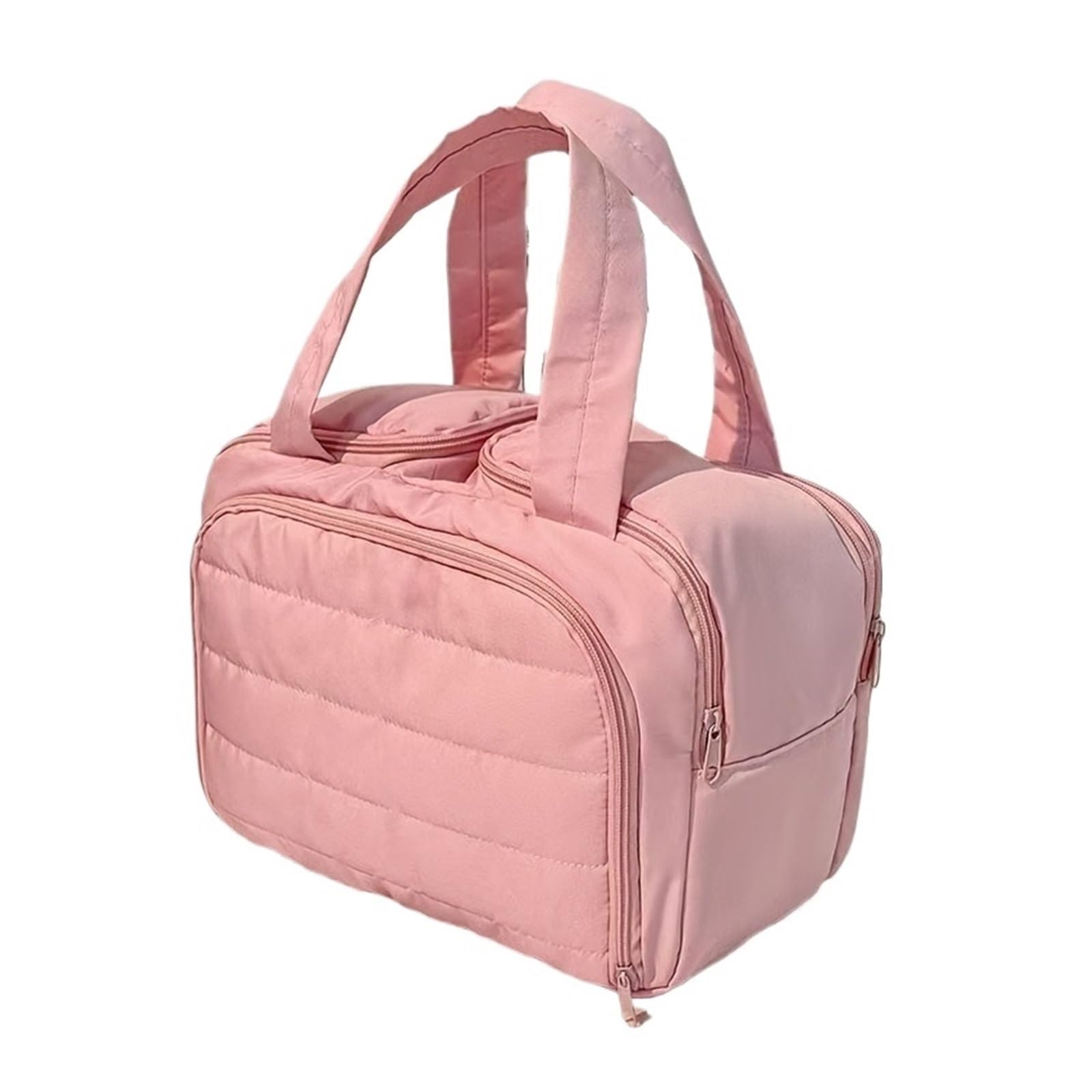 1 organizer da viaggio for trucco e articoli toeletta, donna, di grande capacità, con scomparti multipli(Pink)
