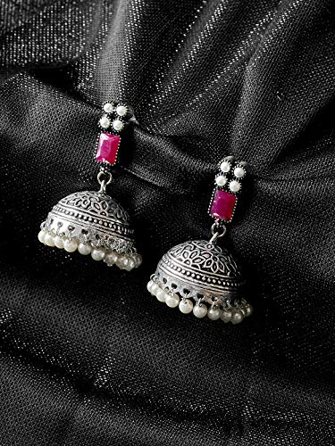 Silver Plated Oxidised Party/Festive Jhumka Earrings