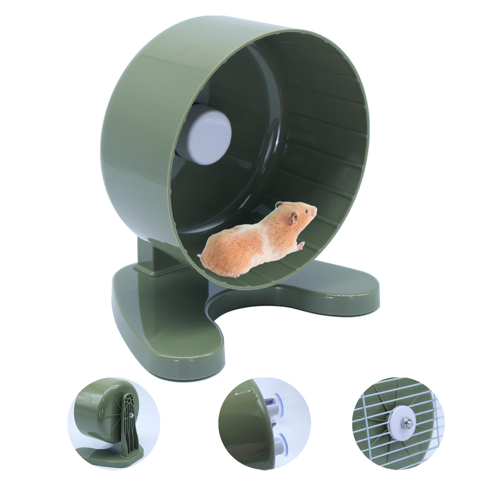 Hamster Wheel, 6.5" Super-Silent Exercise Wheels, Dual-Bearings Quiet Spinner Running Wheels, 3 Installation Methods, Fits Any Hamster Cage, Hamsters Toy for Dwarf Hamsters, Gerbils, and Small Pets.