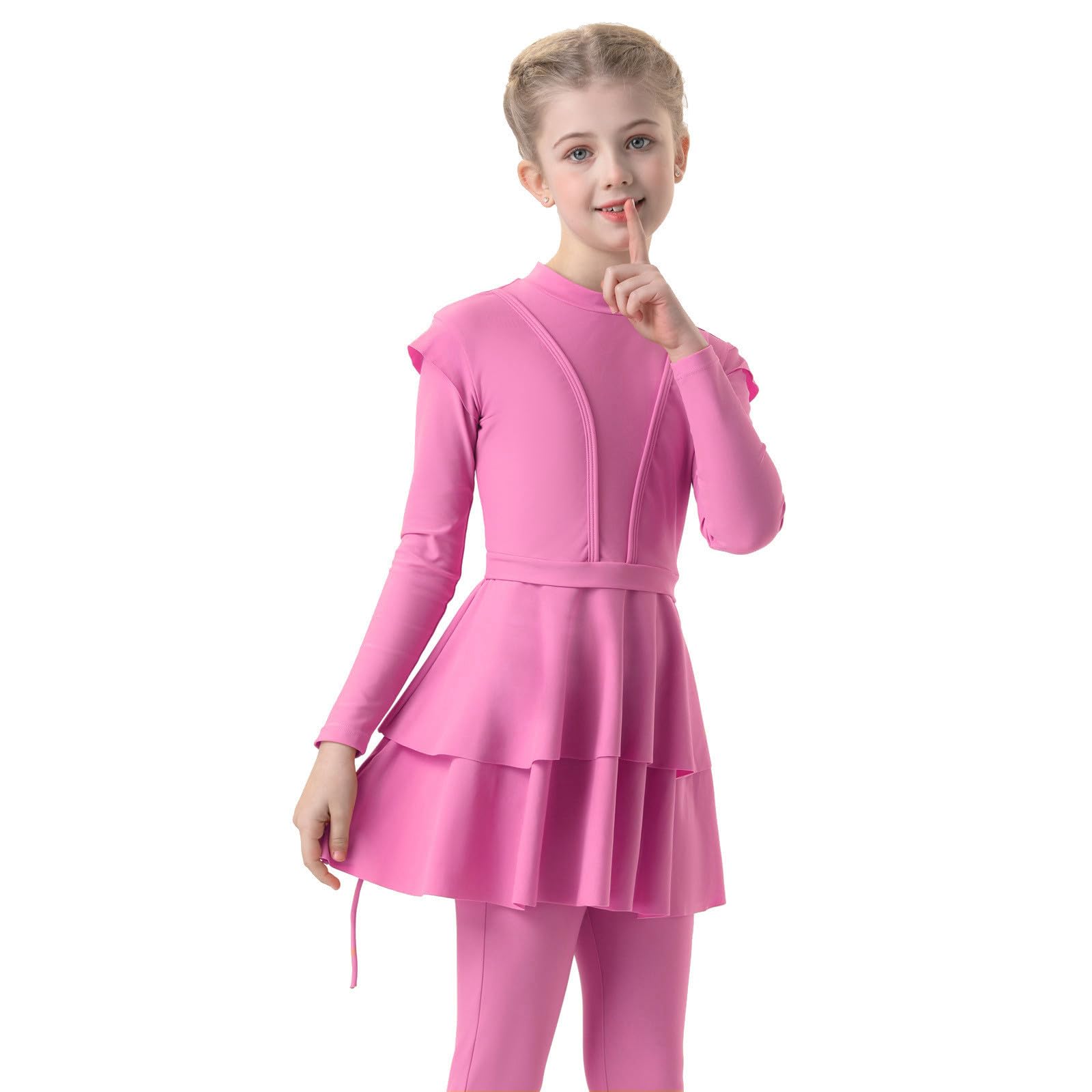 Maillot de Bain Fille 10 Ans Maillot de Bain Musulman 3 pièces pour Filles, Couverture complète, Hijab, Burkini, Maillot de Bain Arabe, Tenue de Plage, Haut, Pantalon, Casquette