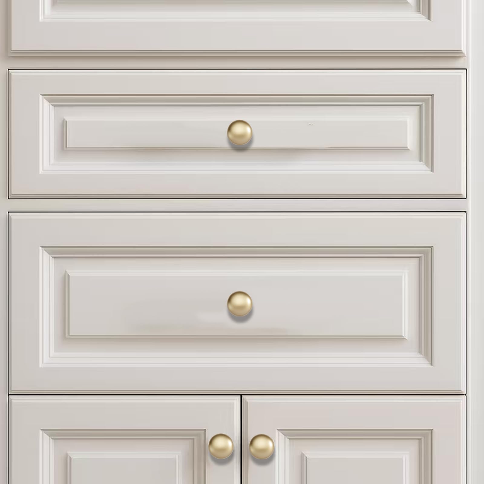 KHTUMEWARE-170028 Round Knob, Brushed Brass, 1-1/4 in (32 mm), 2-Pack in Brushed Brass — KHTUMEWARE