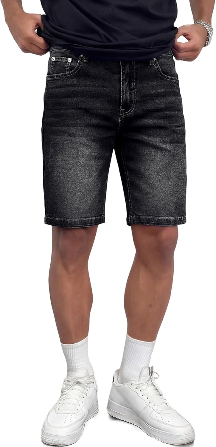 JMIERR 2026 Mens Skinny Denim Shorts Stretch Casual Comfy Slim Fit Summer Classic Jean Shorts
