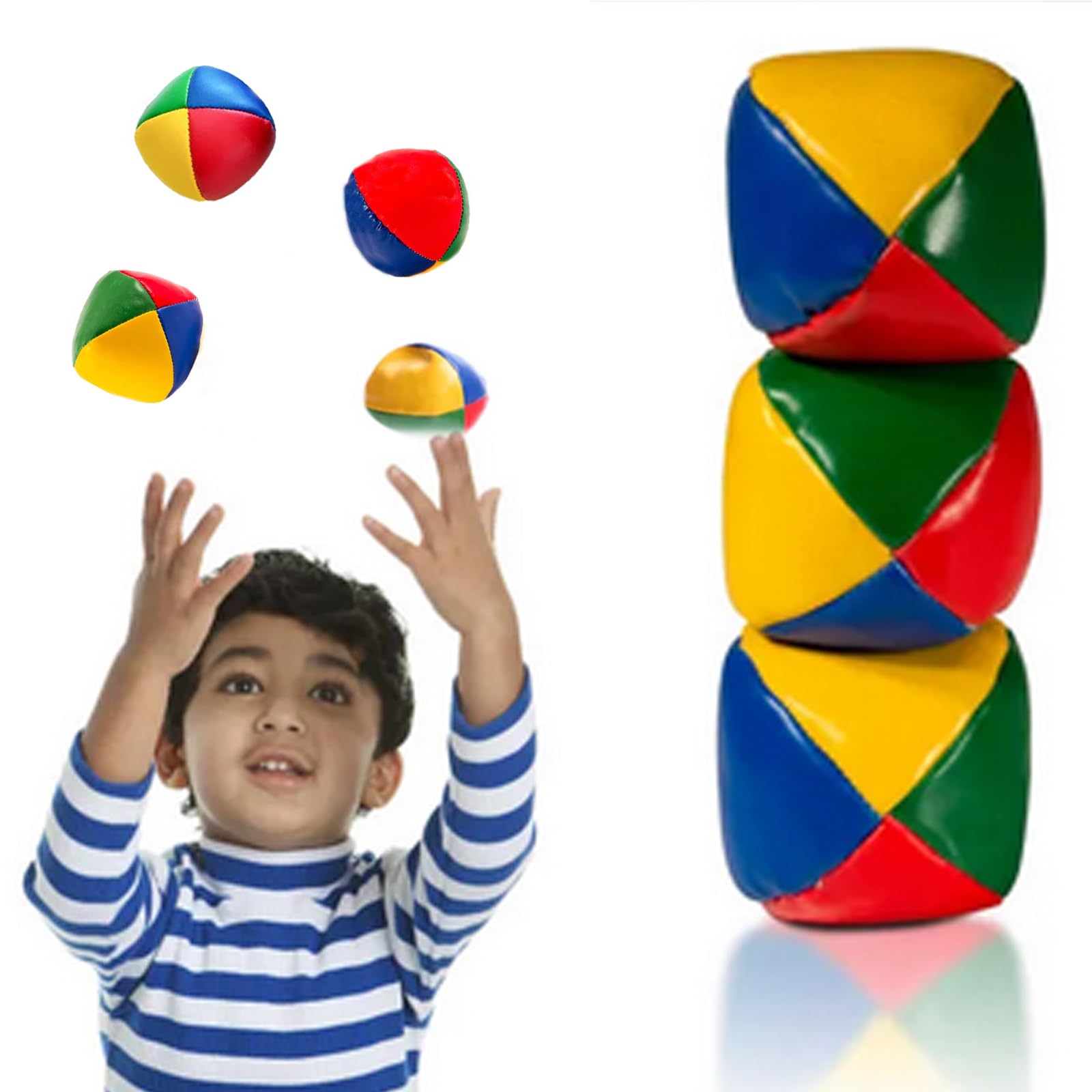 SovZovy Set di 3 palline da giocoleria, Rivestimento Impermeabile,Riempiento di Paline da Giocoleria per principianti, colori vivaci per migliorare le capacità motorie