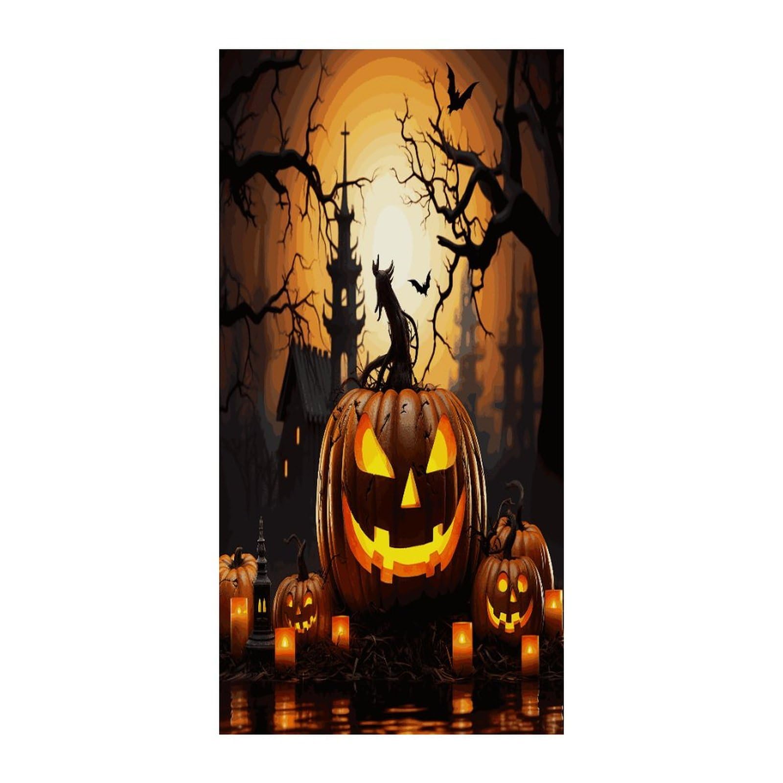 Fekiloot Style Halloween Pumpkin Door Curtain Room Divider Curtains