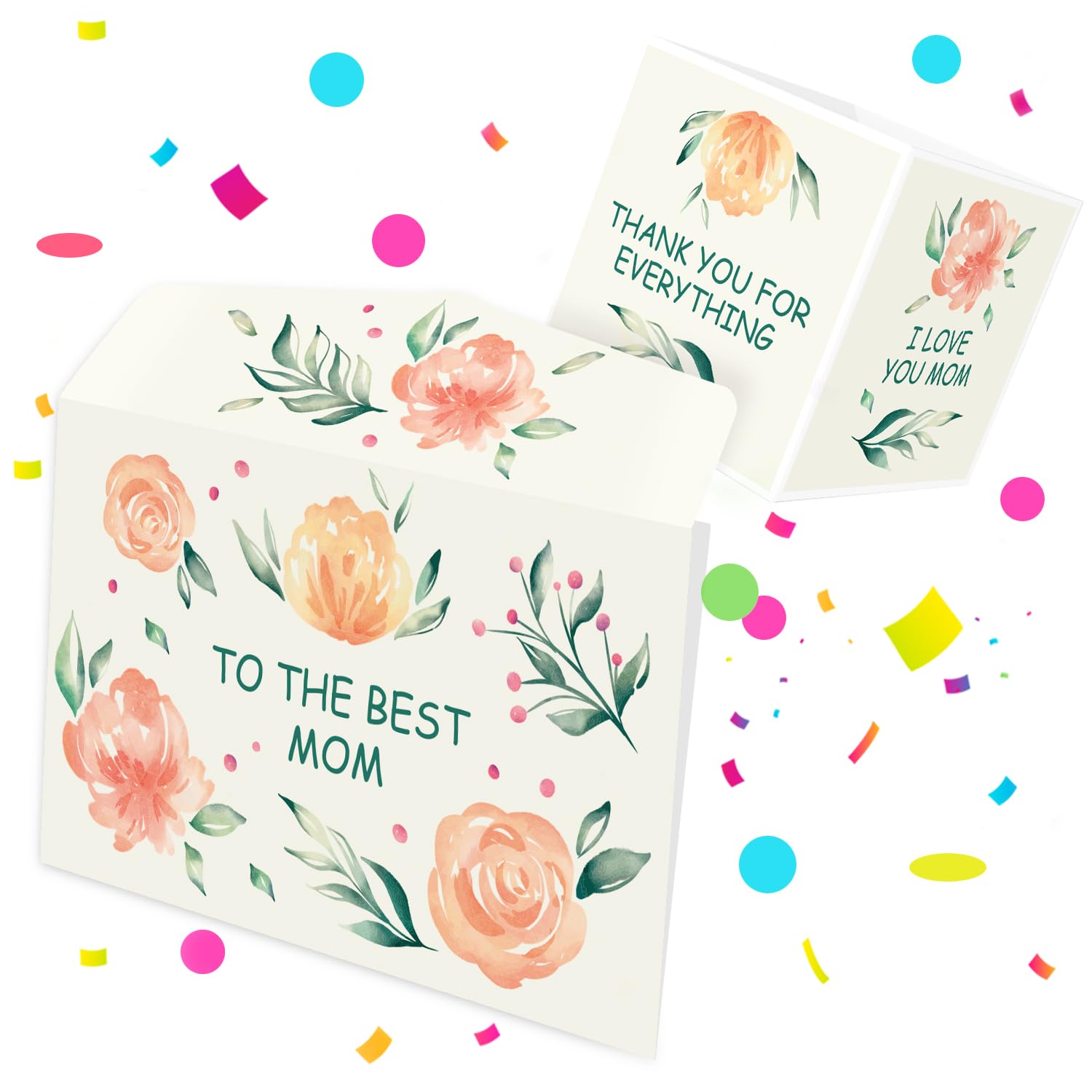FETTIPOP 2-in-1 Surprise Boom Envelope Card with Confetti Exploding for Mom - Funny Birthday or Mother’s Day Gift, Unique Card for Cash, Tickets, Gift