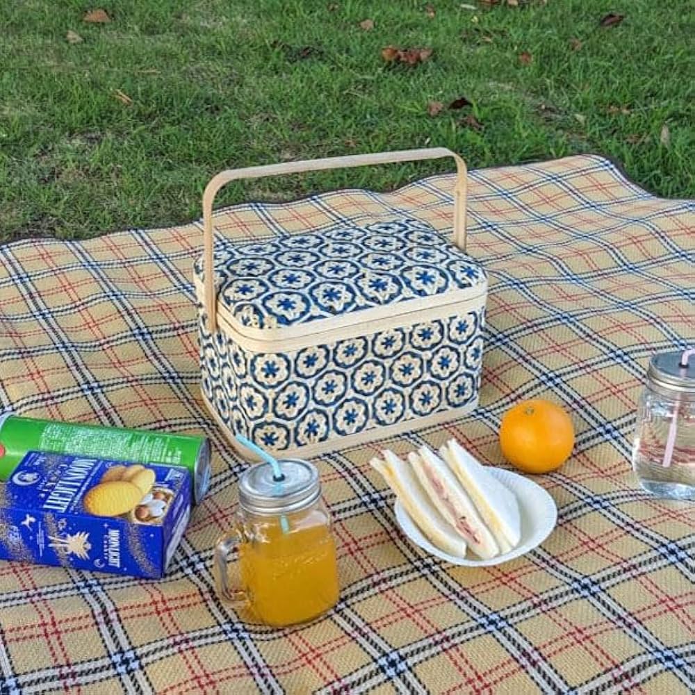 竹製ピクニックバスケット 白竹三段ピクニックバスケット | 虎斑竹専門店 竹虎