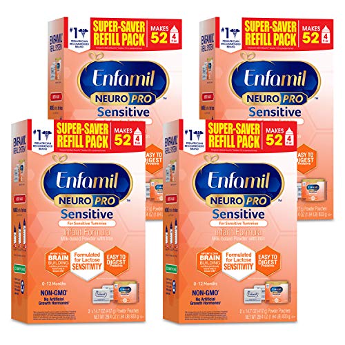 Enfamil Neuropro Sensitive Baby Formula Powder Refill Box, 29.4 Ounce (Pack of 4) Easy-to-digest Protiens, Immune Support, Omega 3 DHA, MFGM