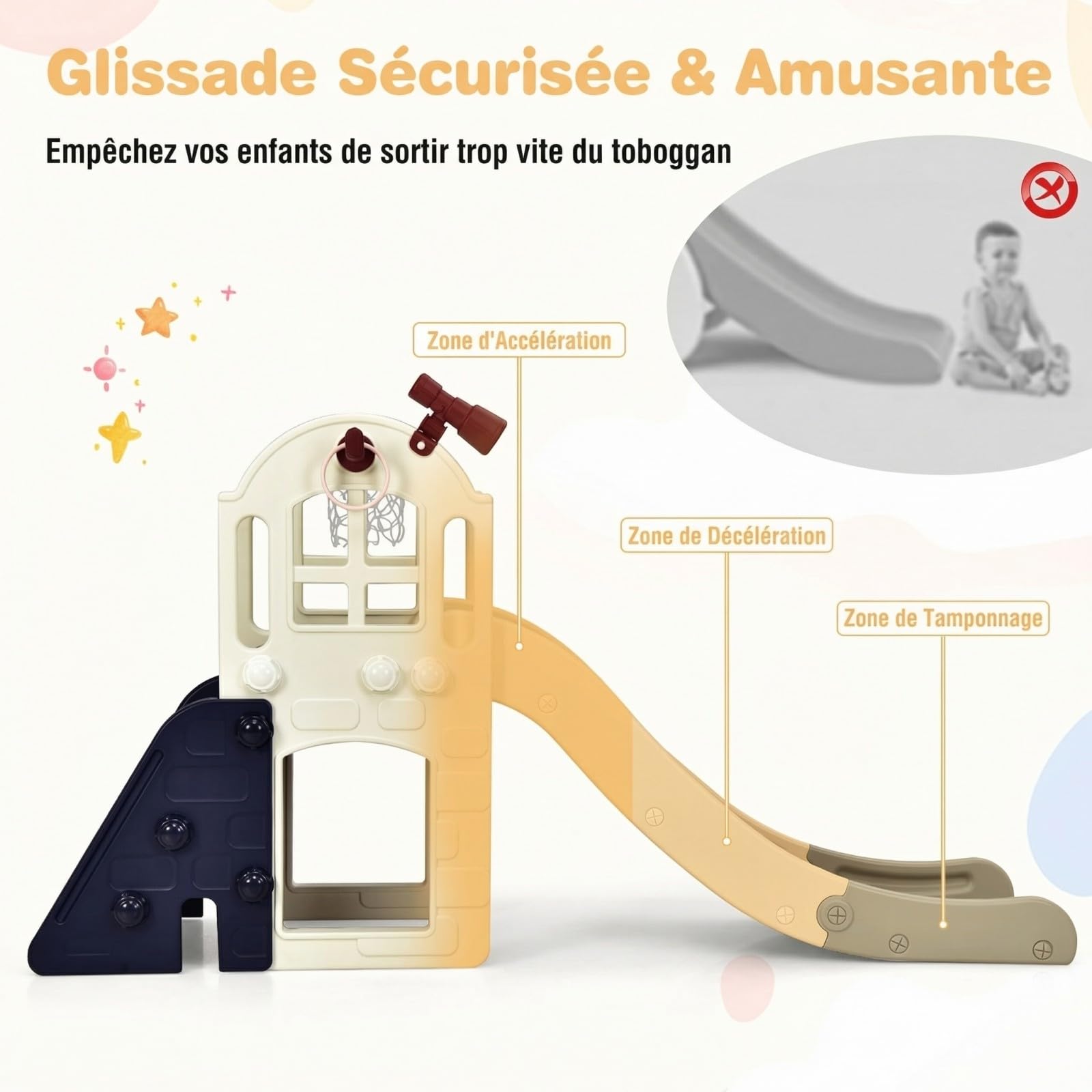 DREAMADE Toboggan Enfant 6 en 1 Glisse de 140CM avec Escalade Panier de DREAMADE Toboggan Enfant 6 en 1 Glisse de 140CM avec Escalade Panier de
