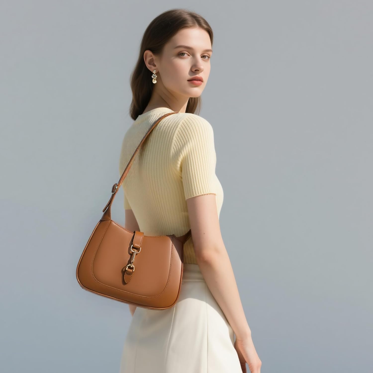 Keyli Vegan Leather Shoulder Bag for Women Small Shoulder Purses Top Handle Handbags with Adjustable Strap - Image 6