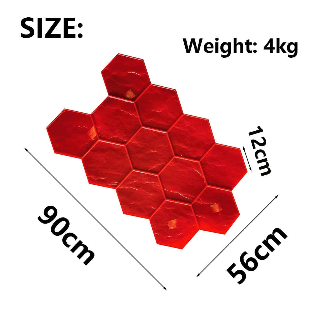 Grande Tappetino per Timbri in Cemento Senza Giunzioni, Stampo per Timbri in Cemento Esagonale Liscio, Tampone per Timbri con Texture in Poliuretano E Cemento