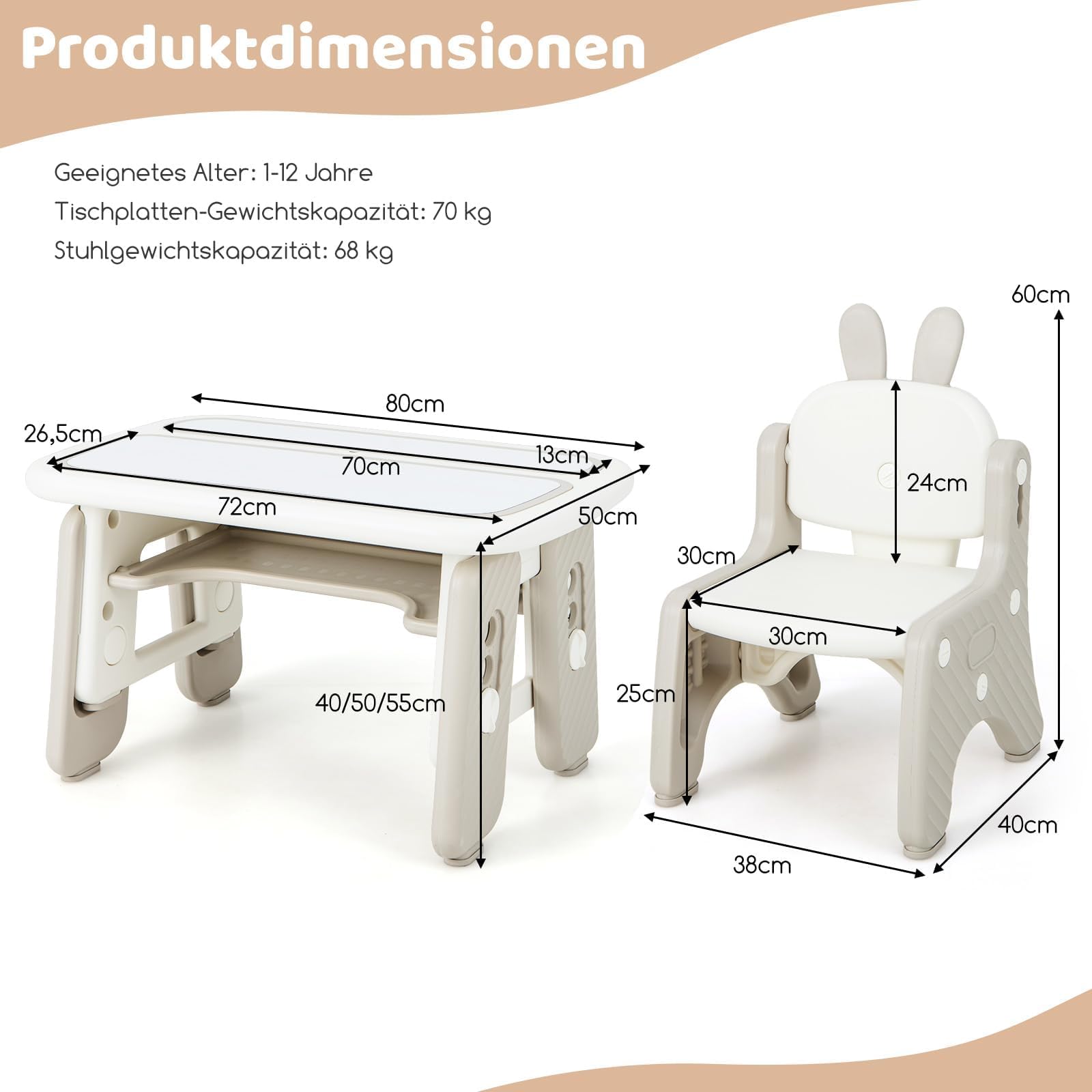 COSTWAY Kindertisch mit Stuhl, Kindersitzgruppe mit Stauraum, Kinder Tisch höhenverstellbar mit aufklappbarem Bücherregal & magnetischem Zeichenbrett, Maltisch für Kinder ab 1 Jahr