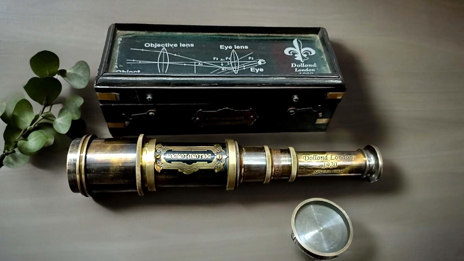 Vintage 1920 Dollond London Brass Telescope with Wooden Box – Antique Collectible