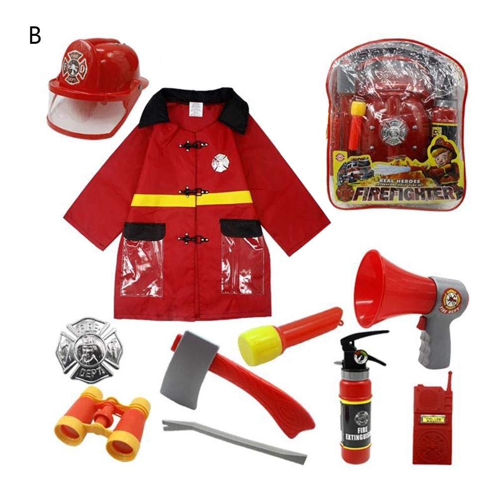 Kids Fire Chief Costume Fireman Dress Up Set Firefighter Costume Role Play Dress Up Toy Set Accessories Fire Fighter Outfit Gifts for for 3 to 6 Years Old