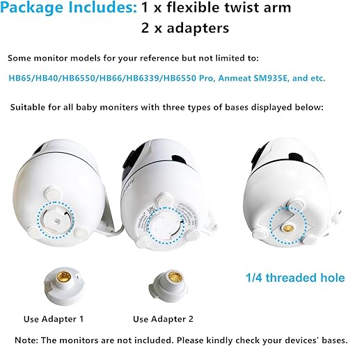 Miniatura 3 de Soporte de monitor de bebé para HelloBaby HB65  HB6550  HB6339 HB6558  HB66  HB248, ANMEATE SM935E  SM650, Bonoch, ChildsFarm Baby Monitor, brazo