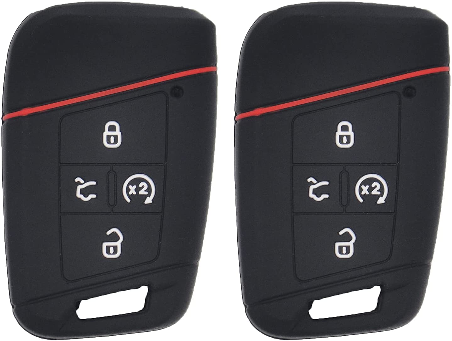 2pcs 4 Buttons Compatible with 2021 2020 VW Volkswagen Tiguan Atlas Jetta Passat Golf Alltrack Push Start 4B Key Fob Case Cover Skin Jacket Pouch Sleeve Glove Protector KR5FS14-US,Black