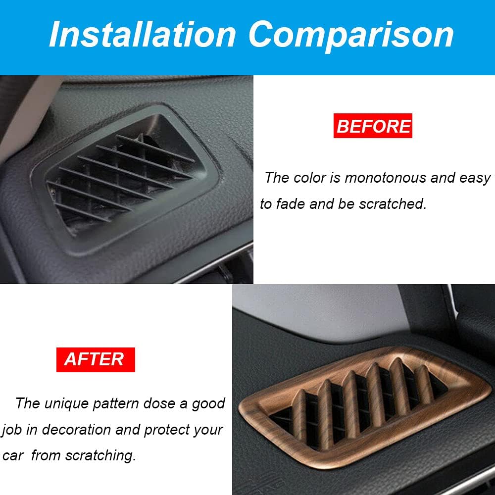 2PCS Peach Wood Texture Dashboard Upper Air Vent Outlet Cover Trim Interior Front Side Air Condition Panel Frame Kits for Honda CRV 2017 2018 2019 2020 2021 2022