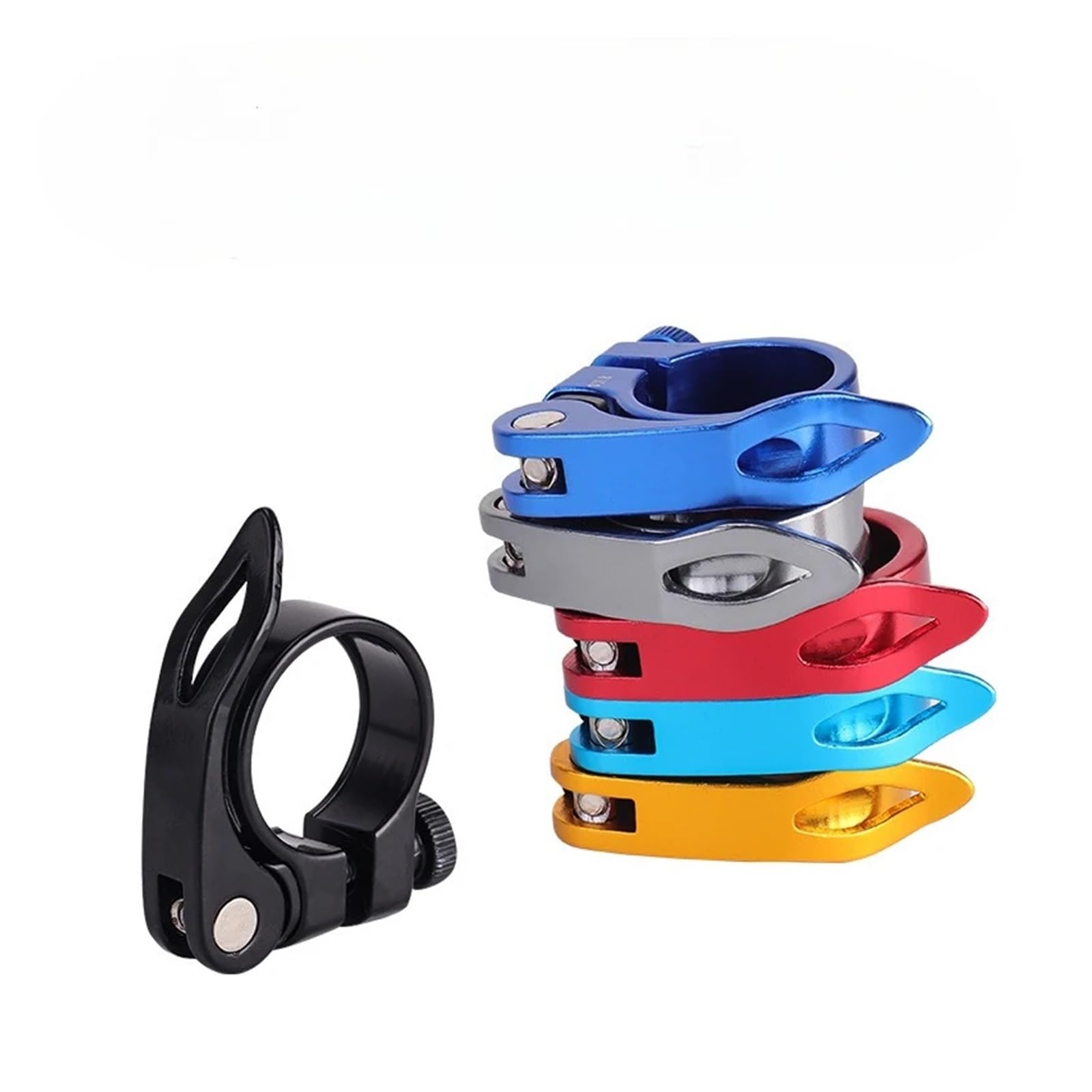 Anillo de abrazadera de tubo de asiento de liberación rápida de 8 piezas para bicicletas de fijación de piezas y accesorios de bicicleta (34,9 mm/31,8 mm) para la mayoría de bicicletas (34 mm, azul)