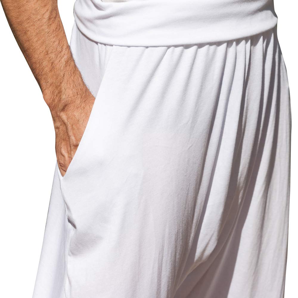 SAVARI | Pantalones Harem | Modelo Relax | Primavera y Otoño | con Bolsillos | Tiro Bajo | Cintura y Piernas Anchas | Pantalón para Casa y Yoga | Mujer y Hombre | Negro, Blanco, Gris y Vino | S-3XL