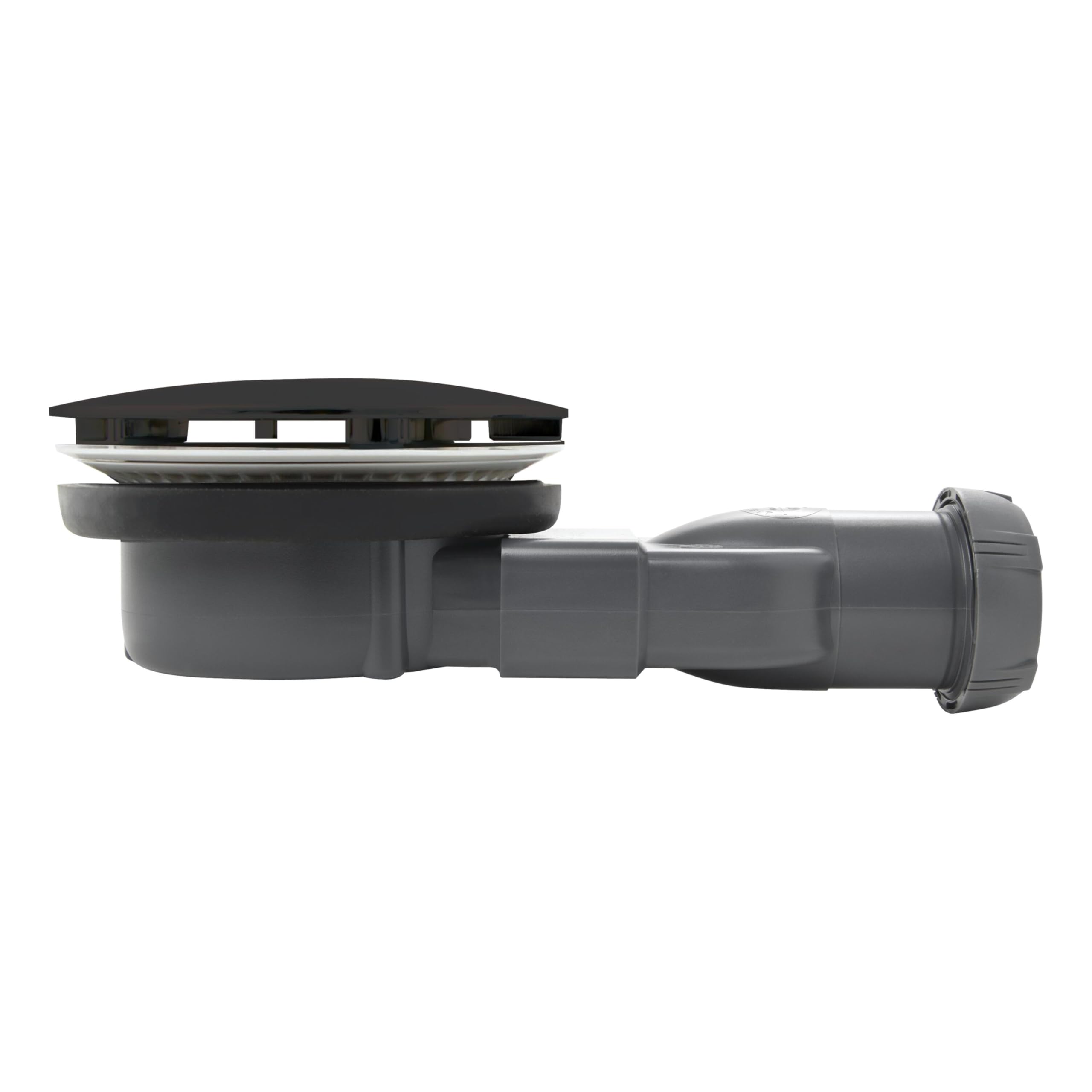 Wirquin 30722861 Bonde de douche extra-plate pour receveurs extra-plats ø90 avec dôme en ABS, noir | Extra-plate, 40 mm hauteur, installation facile, entretien facile, panier amovible, débit 24 L/min