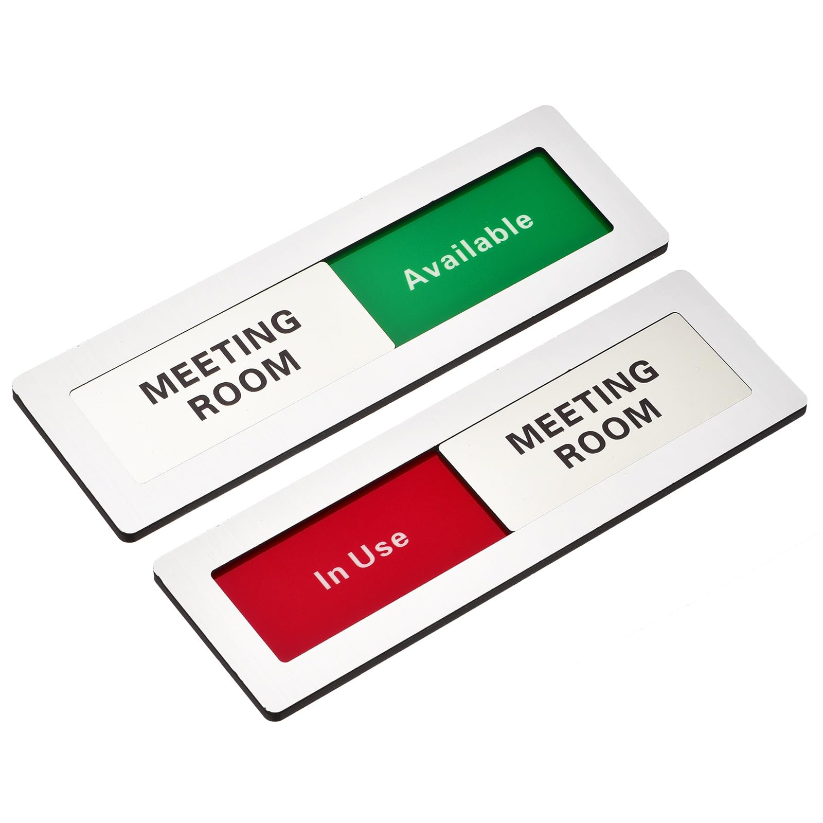 PATIKIL Office Door Signs, Meeting Room Available in Use Sign Acrylic Self-Adhesive Office Supplies Sticker for Meeting Room Home Library, Silver, Black Letters, 1 Pcs